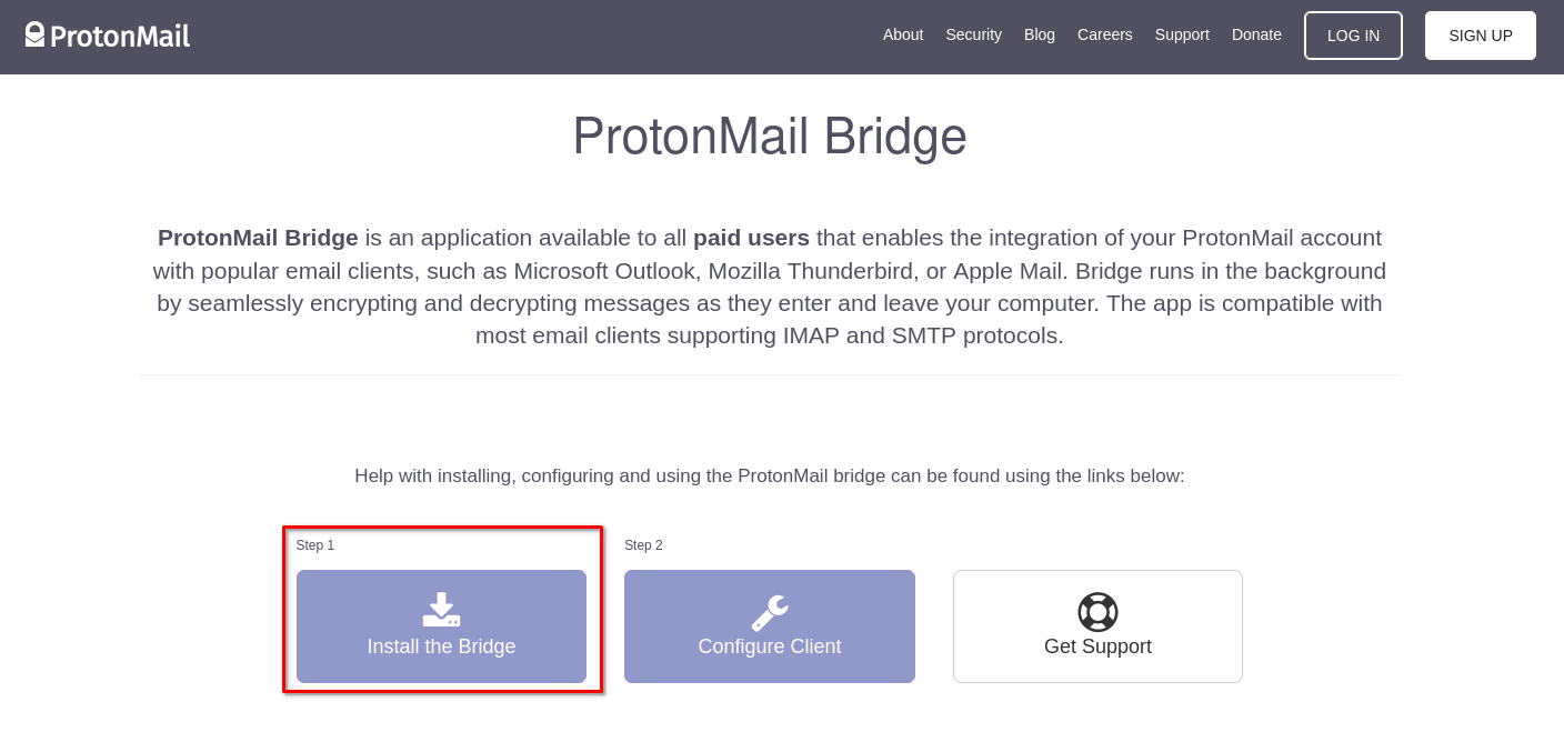 ProtonMail Bridge Step1