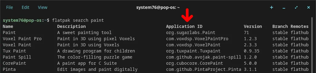 Flatpak search results