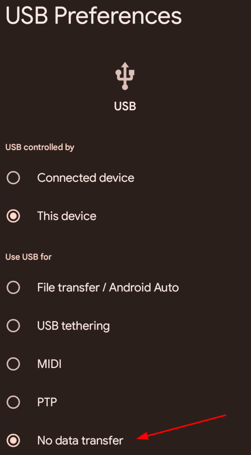 Android USB Preferences