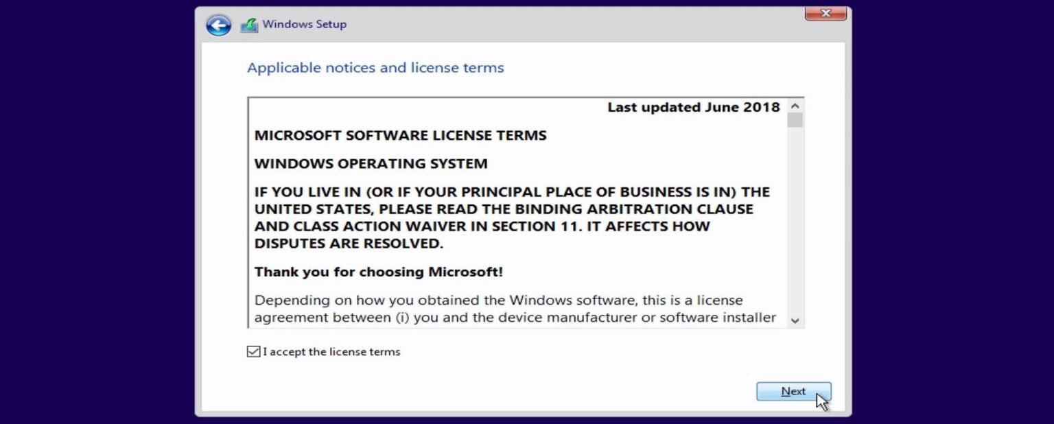 Windows license terms