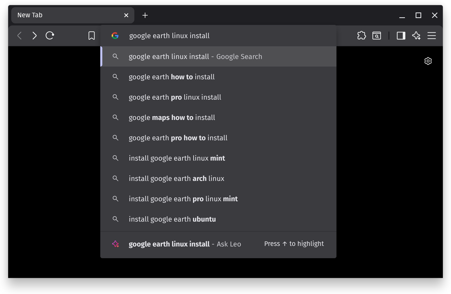 Pop!_OS 22.04 browser search
