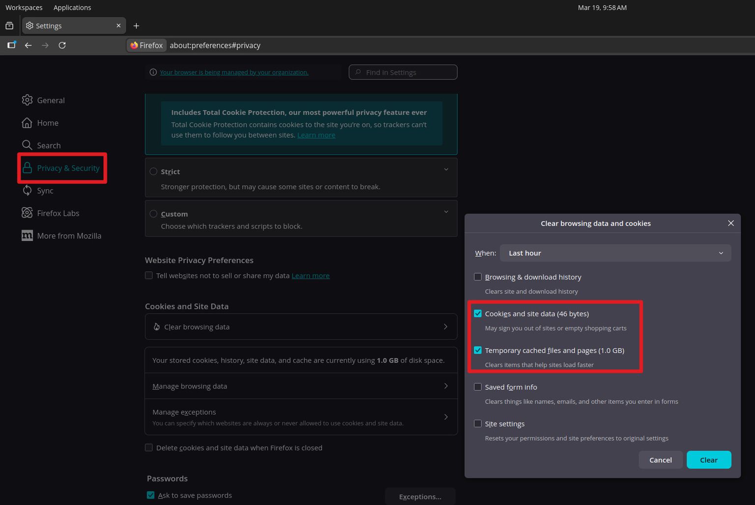 Firefox access settings menu