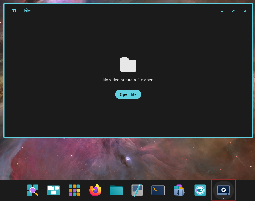 COSMIC Media Player accessible by searching applications for Media Player