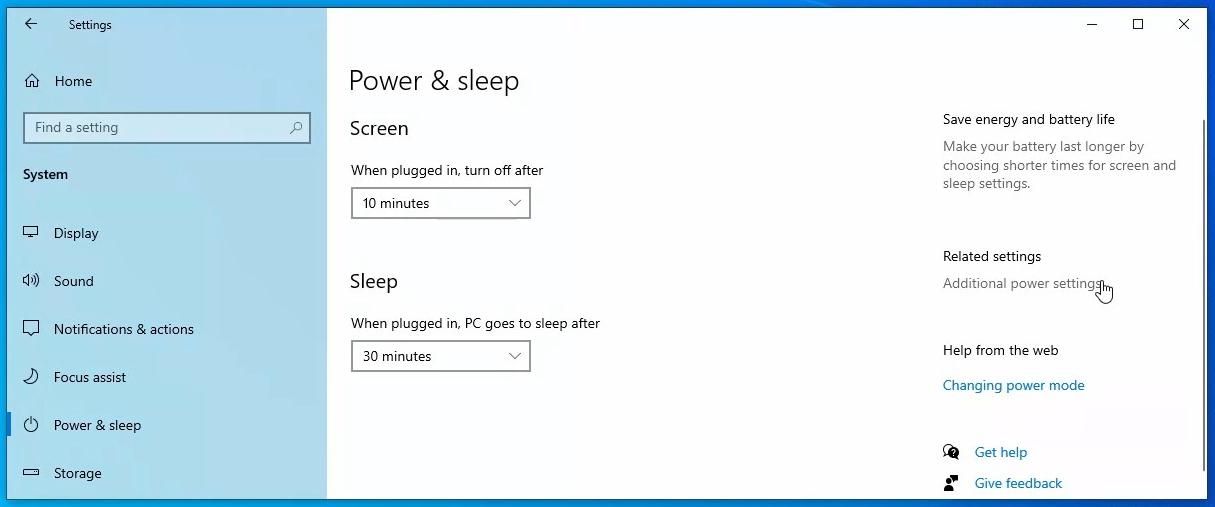 Accessing additional power settings in Windows