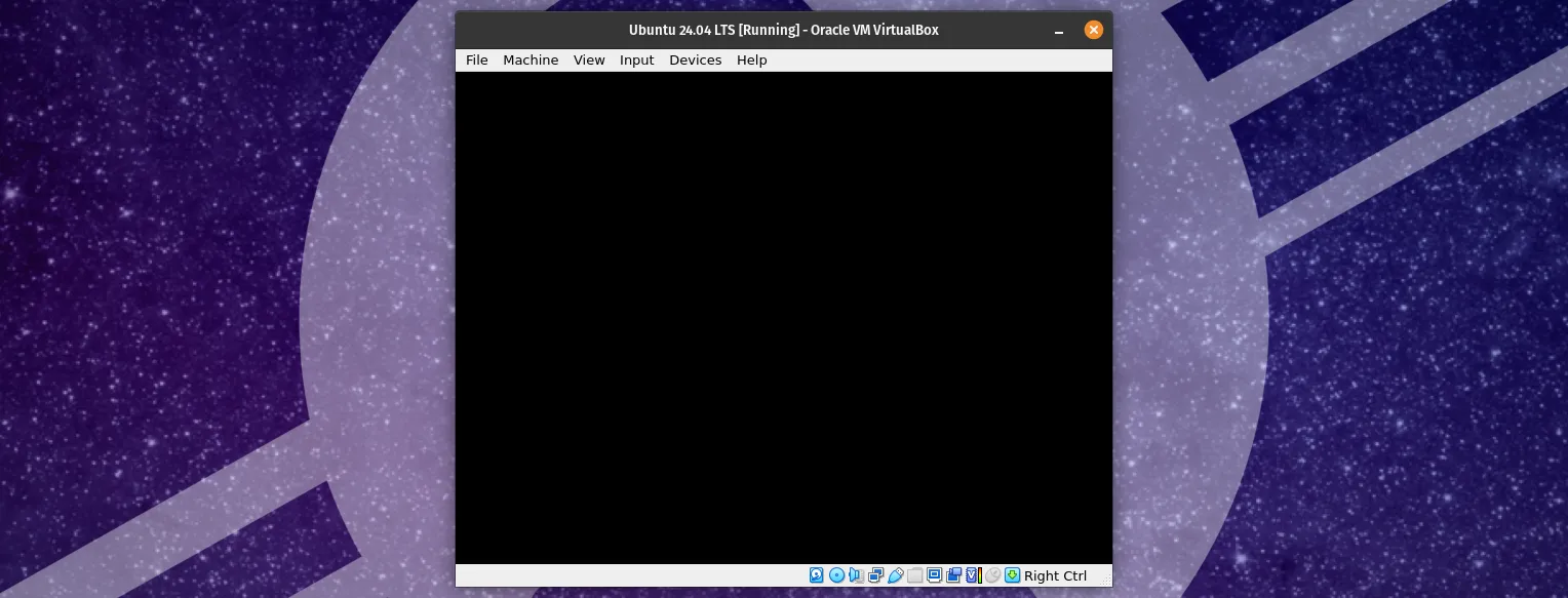 VirtualBox guest showing a blank screen