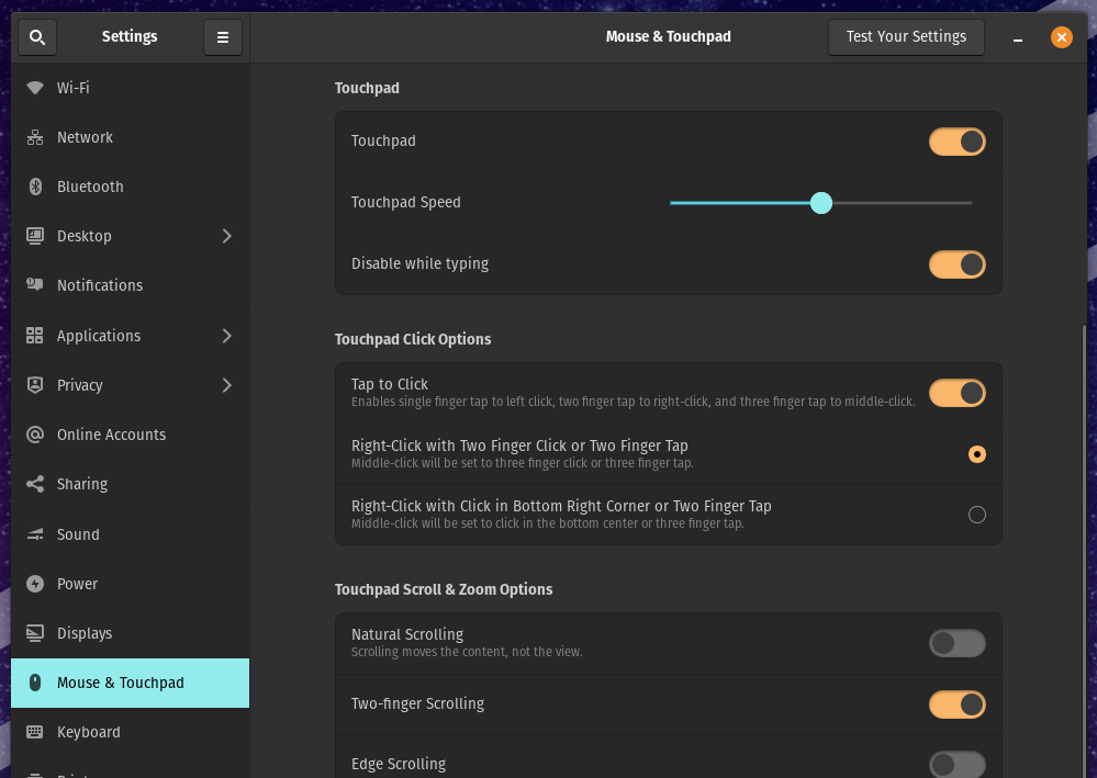 Mouse & Touchpad Settings