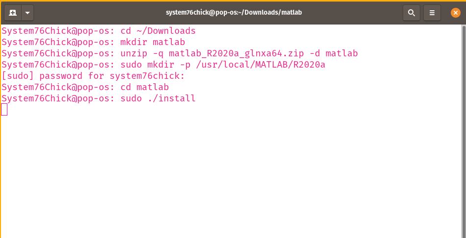 Terminal view showing commands