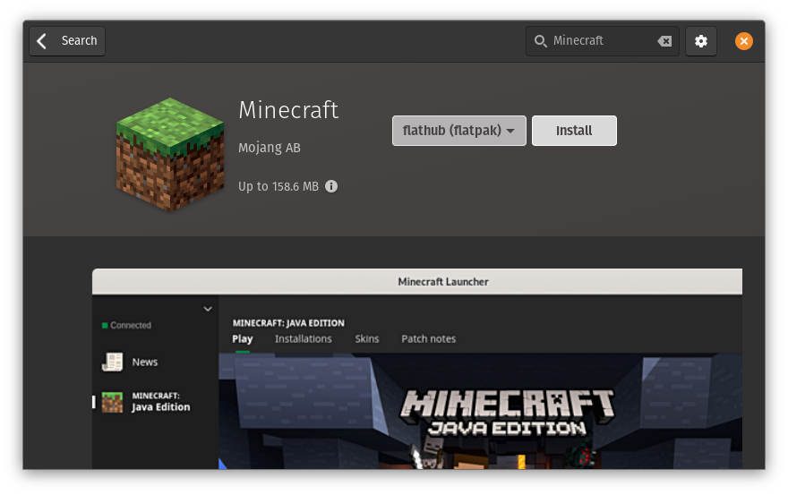 Open Minecraft page