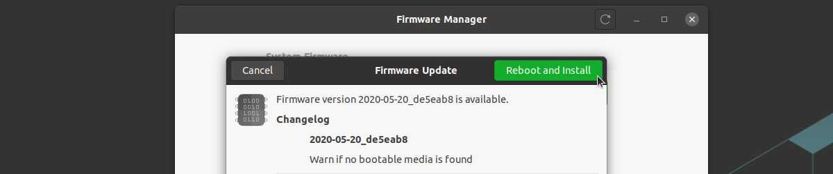 Starting a firmware update (Ubuntu)