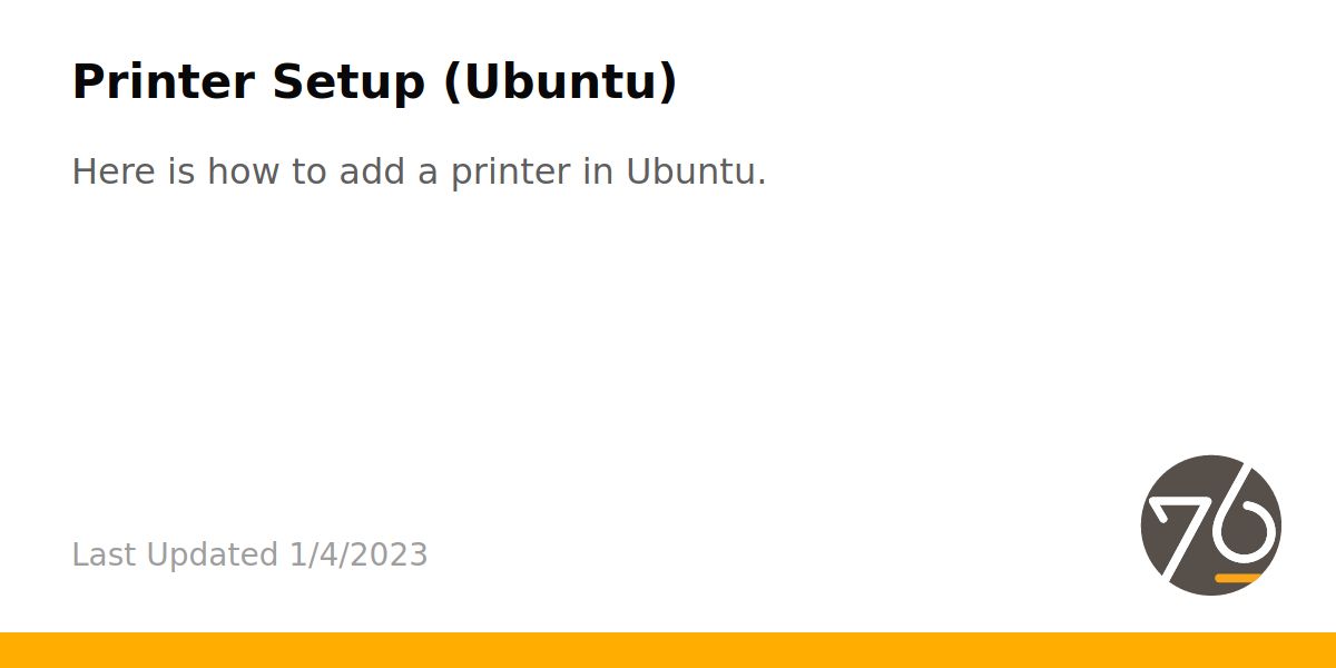 Printer Setup (Ubuntu) System76 Support