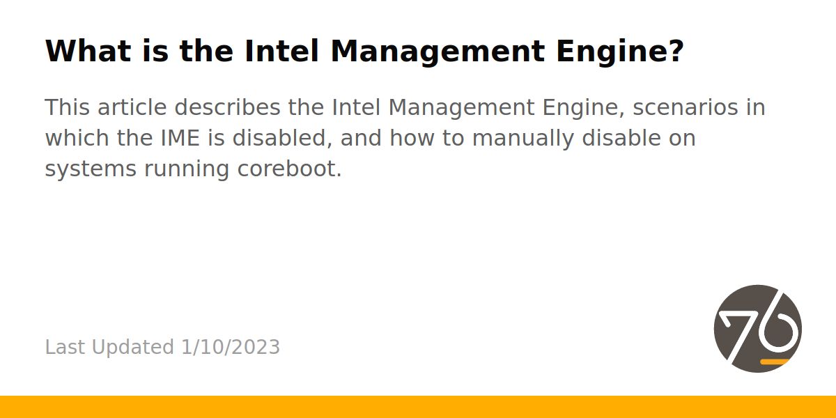 What is the Intel Management Engine? System76 Support
