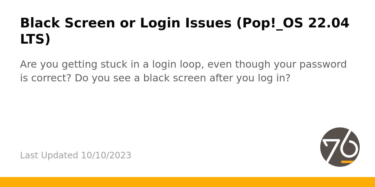 Black Screen or Login Issues (Pop!_OS) - System76 Support
